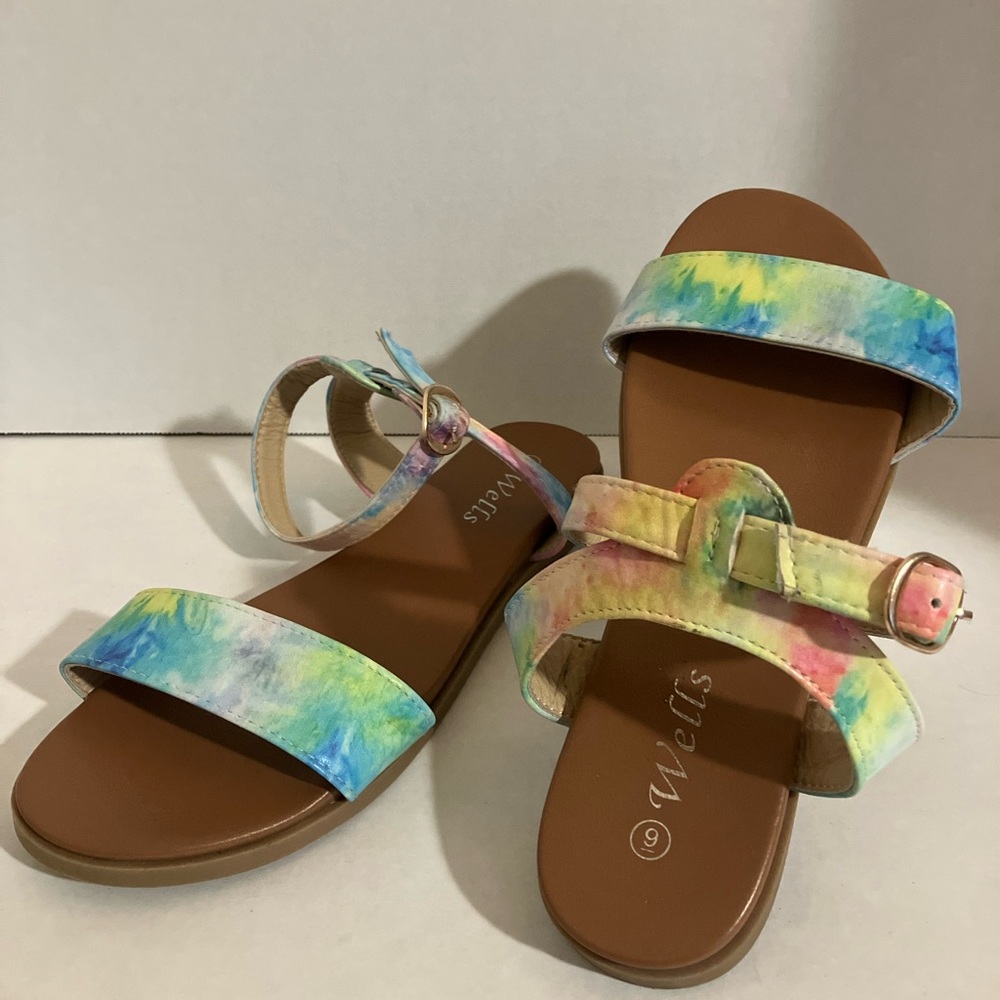 Wells~ 70’s Hippie Style Sandals ~ Spring Colors Shoes  Size 9